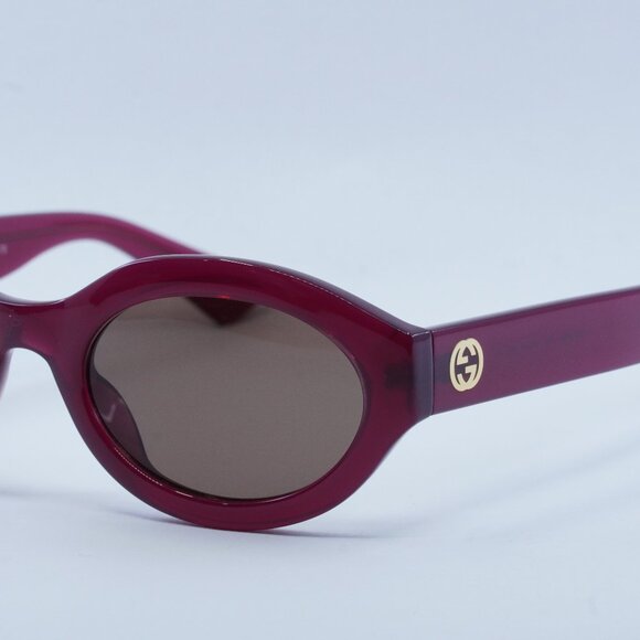 🕶️ New Gucci GG1579S 004 Sunglasses - Shiny Cyclamen Frame, Brown Lenses - Picture 4 of 11